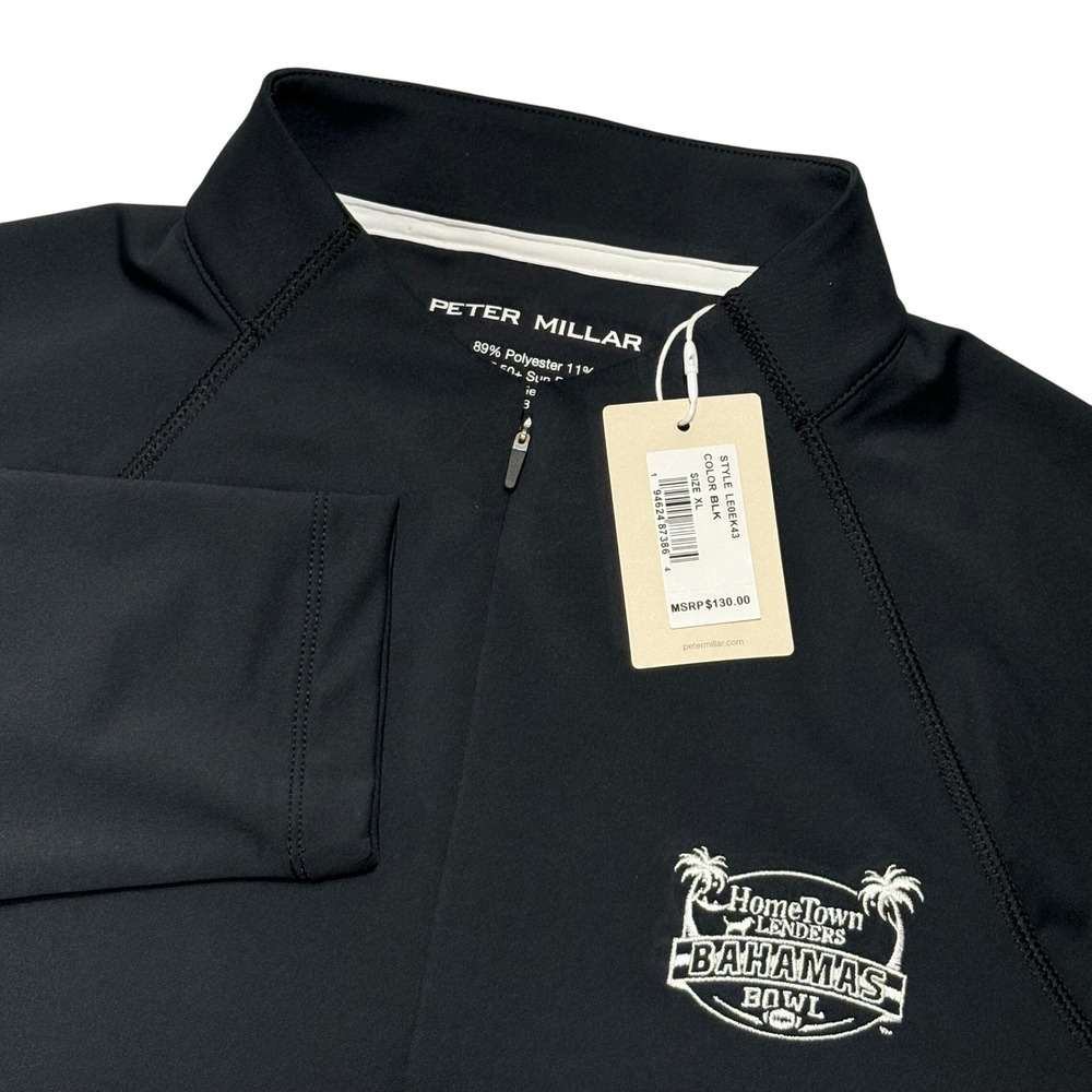 Peter Millar Quarter Zip Pullover Women XL Black Bahamas Bowl UPF 50+ Activewear